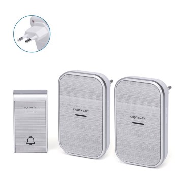 Aigostar - ΣΕΤ 2x Ασύρματο κουδούνι πόρτας 230V/12V IP44 ασημί