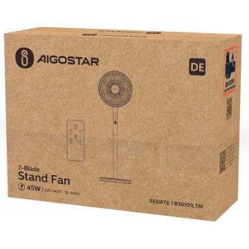 Aigostar - Βάση ανεμιστήρα 45W/230V λευκό + τηλεχειριστήριο