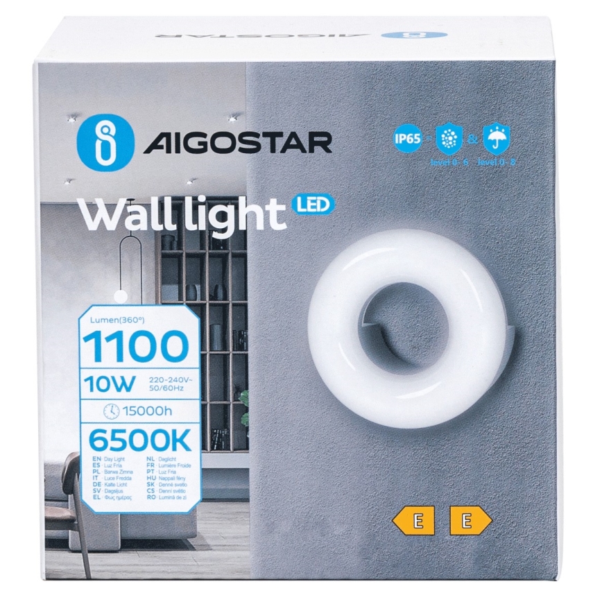 Aigostar - Επιτοίχιο φωτιστικό εξωτερικού χώρου LED LED/10W/230V 6500K IP65 μαύρο