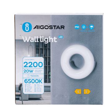 Aigostar - Επιτοίχιο φωτιστικό εξωτερικού χώρου LED LED/20W/230V 6500K IP65 μαύρο