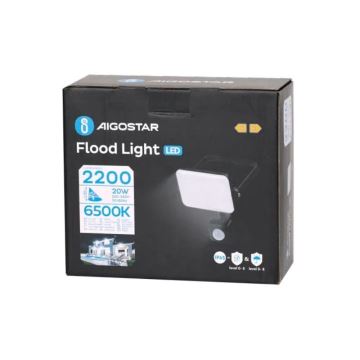 Aigostar - Προβολέας LED με αισθητήρα LED/20W/230V 6500K IP65 μαύρο