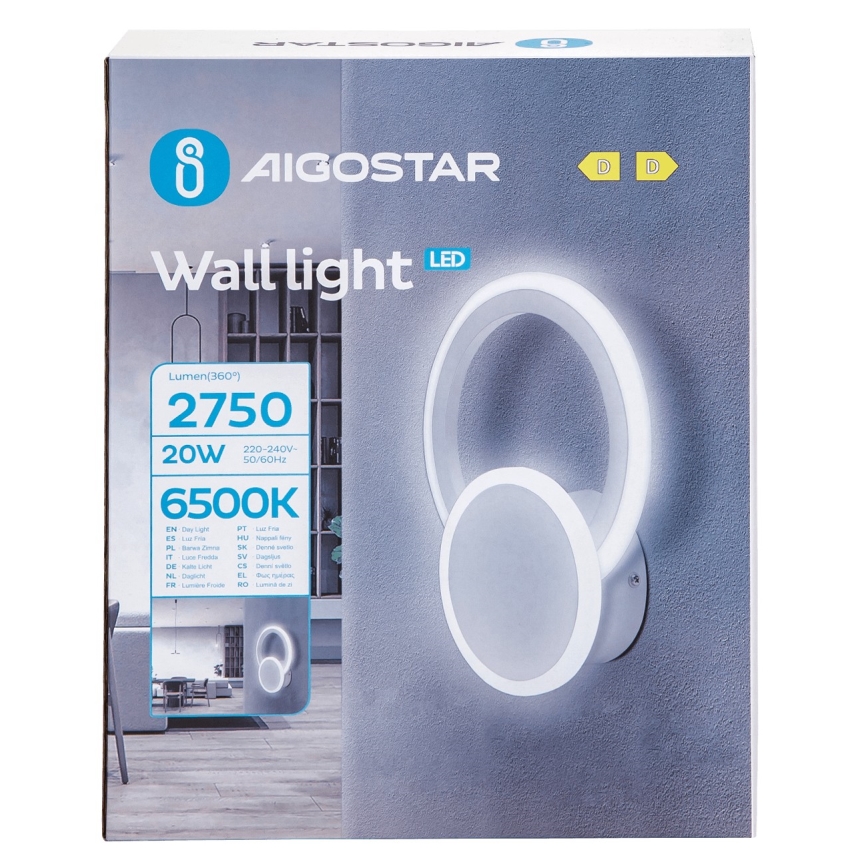 Aigostar - Φωτιστικό τοίχου LED LED/20W/230V 6500K λευκό