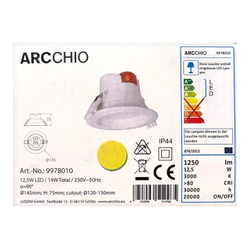 Arcchio - Κρεμαστό φωτιστικό οροφής μπάνιου LED ARIAN LED/12,5W/230V IP44