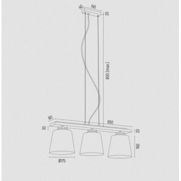 Argon 6250 - Κρεμαστό φωτιστικό οροφής ARDEN 3xE27/15W/230V χρυσό