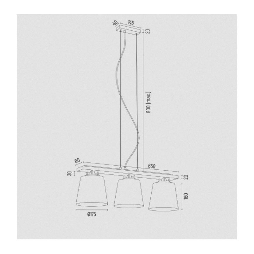 Argon 6250 - Κρεμαστό φωτιστικό οροφής ARDEN 3xE27/15W/230V χρυσό