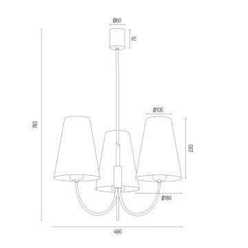 Argon 6268 - Κρεμαστό φωτιστικό SAFIANO 3xE27/15W/230V μαύρο