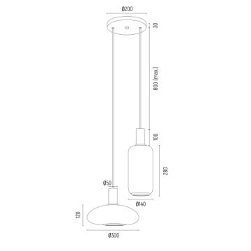 Argon 7214 -  Κρεμαστό φωτιστικό οροφής SAGUNTO PLUS 2xE27/15W/230V μαύρο