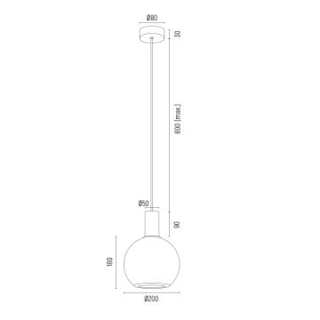 Argon 8564 -  Κρεμαστό φωτιστικό οροφής SAGUNTO PLUS 1xE27/15W/230V διάμετρος 20 cm μαύρο