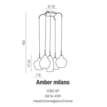 Azzardo AZ3076 - Πολύφωτο σε σχοινί AMBER 5xG9/40W/230V