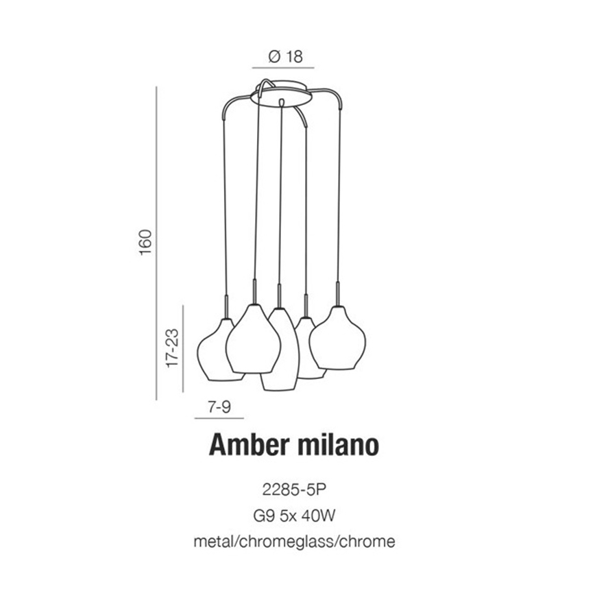 Azzardo AZ3076 - Πολύφωτο σε σχοινί AMBER 5xG9/40W/230V