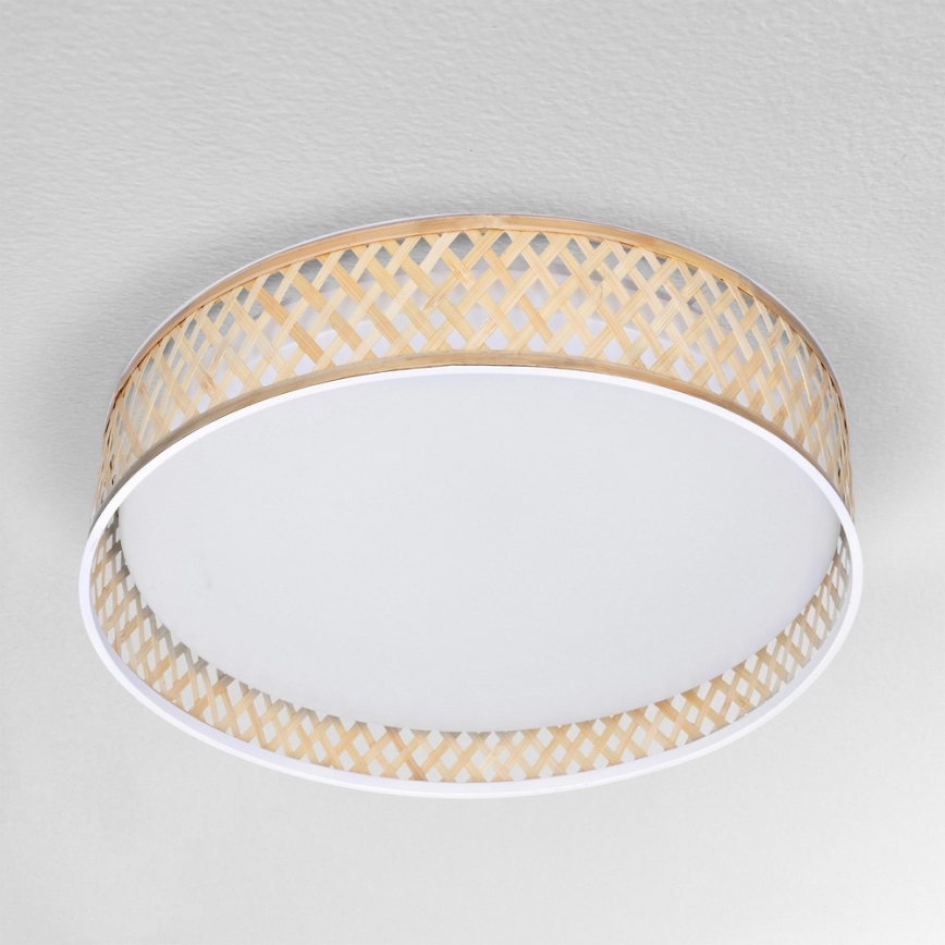 Brilagi - LED Dimmable φωτιστικό οροφής CAMILA LED/48W/230V 3000-6500K μπαμπού διάμετρος 40 cm + τηλεχειριστήριο