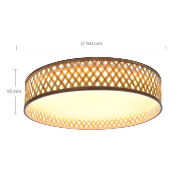 Brilagi - LED Dimmable φωτιστικό οροφής CAMILA LED/48W/230V 3000-6500K μπαμπού διάμετρος 40 cm + τηλεχειριστήριο