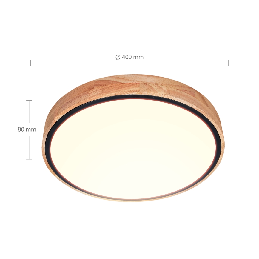 Brilagi - LED Dimmable φωτιστικό οροφής GLORIA LED/48W/230V 3000-6500K δρυς διάμετρος 40 cm + τηλεχειριστήριο