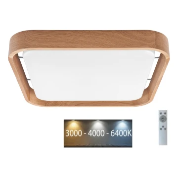 Brilagi - LED Dimmable φωτιστικό οροφής MANAROLA CUBIC LED/24W/230V 3000-6500K δρυς + τηλεχειριστήριο