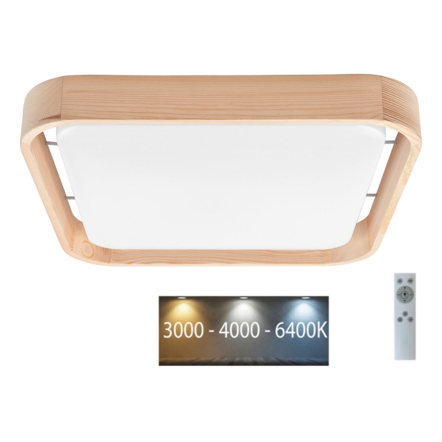 Brilagi - LED Dimmable φωτιστικό οροφής MANAROLA CUBIC LED/24W/230V 3000-6500K πεύκο + τηλεχειριστήριο