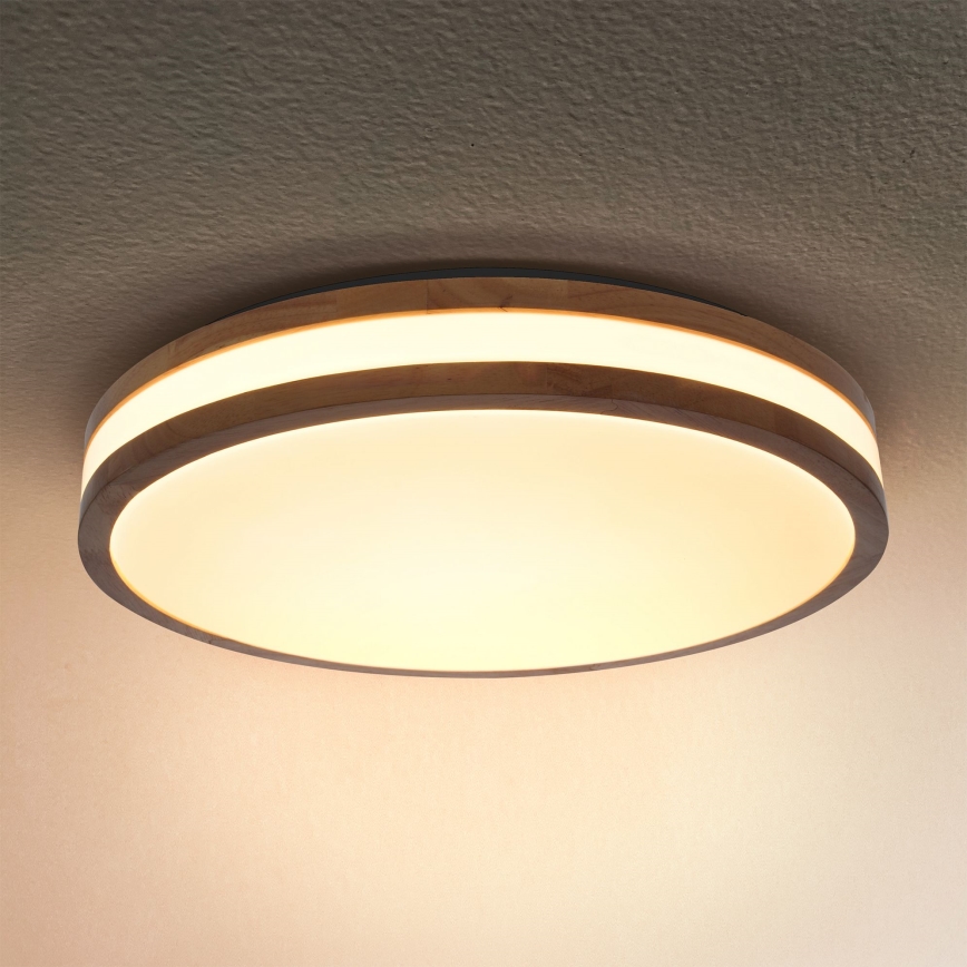 Brilagi - LED Dimmable φωτιστικό οροφής MOLINA LED/48W/230V 3000-6500K δρυς διάμετρος 38 cm + τηλεχειριστήριο