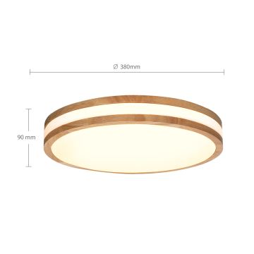 Brilagi - LED Dimmable φωτιστικό οροφής MOLINA LED/48W/230V 3000-6500K δρυς διάμετρος 38 cm + τηλεχειριστήριο