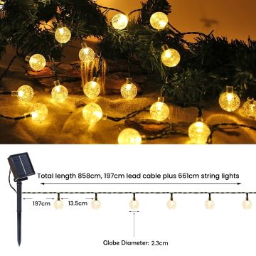 Brilagi - LED Ηλιακά διακοσμητικά λαμπάκια BUBBLE 200xLED/8 λειτουργίες 20m IP65 θερμό λευκό