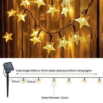 Brilagi - LED Ηλιακά διακοσμητικά λαμπάκια STARS 50xLED/8 λειτουργίες 7m IP65 θερμό λευκό