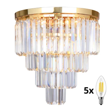 Brilagi - LED Κρυστάλλινο φωτιστικό οροφής MOZART 5xE14/40W/230V χρυσαφί