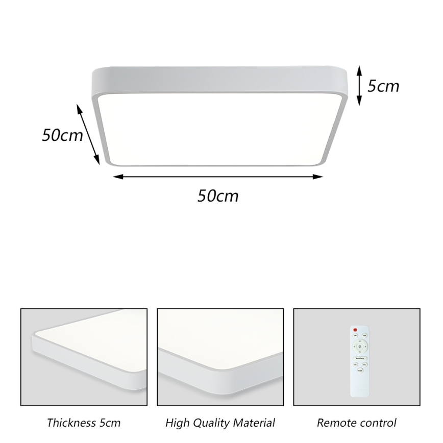 Brilagi - LED Dimmable φωτιστικό οροφής POOL LED/48W/230V 3000-6000K 50x50 cm λευκό + τηλεχειριστήριο