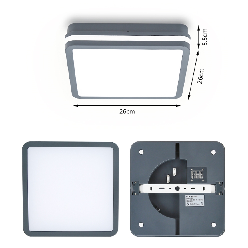 Brilagi - Φωτιστικό εξωτερικού χώρου LED BENE LED/24W/230V 26x26 cm ανθρακί IP54