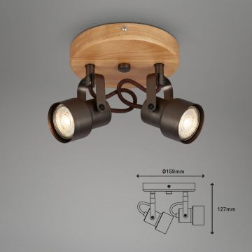 Briloner 2872-025R - LED Σποτ SPOTLIGHT 2xGU10/5W/230V καφέ