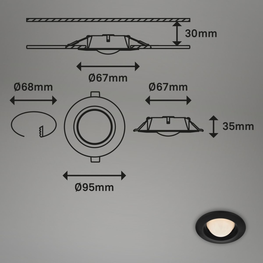 Briloner 7056-035 - ΣΕΤ 3x Χωνευτό φωτιστικό οροφής μπάνιου LED LED/3W/230V IP44