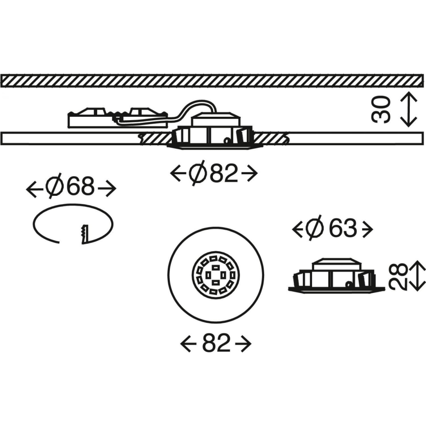 Briloner 7209-012 -Χωνευτό φωτιστικό οροφής μπάνιου LED LED/5W/230V IP23