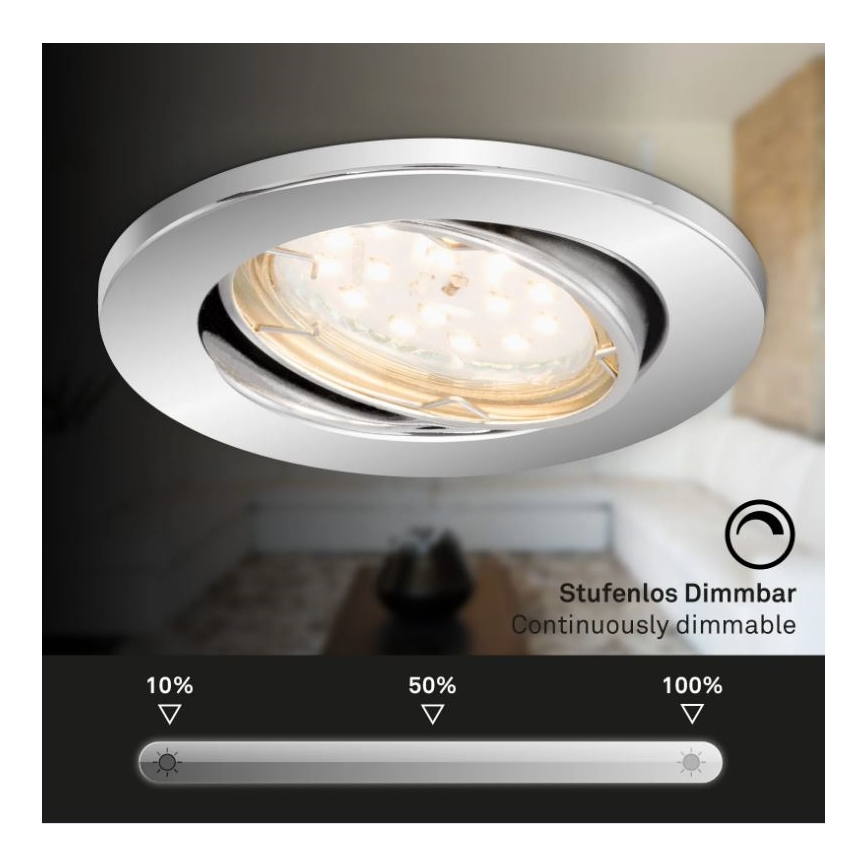 Briloner 7219-038 - ΣΕΤ 3x LED Dimmable χωνευτό φωτιστικό μπάνιου 1xGU10/5W/230V IP23