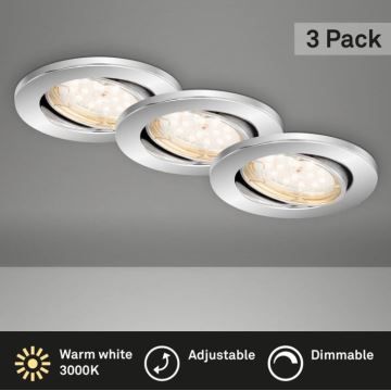 Briloner 7219-038 - ΣΕΤ 3x LED Dimmable χωνευτό φωτιστικό μπάνιου 1xGU10/5W/230V IP23