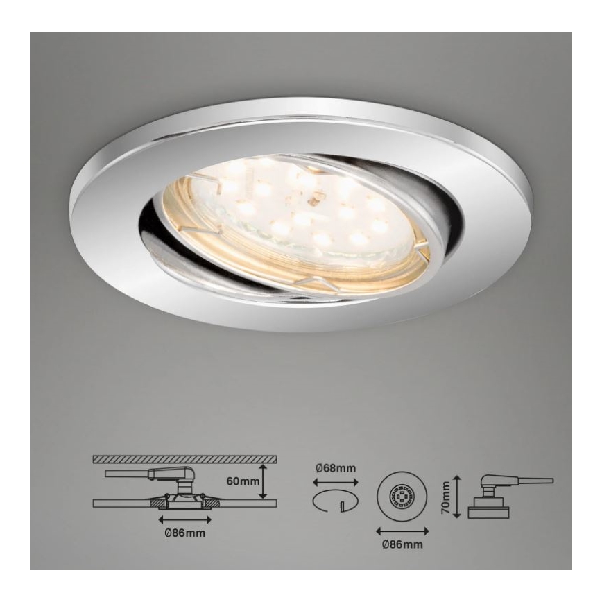 Briloner 7219-038 - ΣΕΤ 3x LED Dimmable χωνευτό φωτιστικό μπάνιου 1xGU10/5W/230V IP23