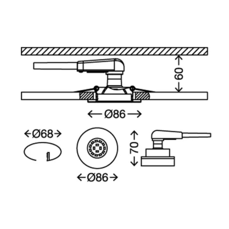 Briloner 7277-038 - ΣΕΤ 3x LED Dimmable χωνευτό φωτιστικό μπάνιου 1xGU10/5W/230V IP23