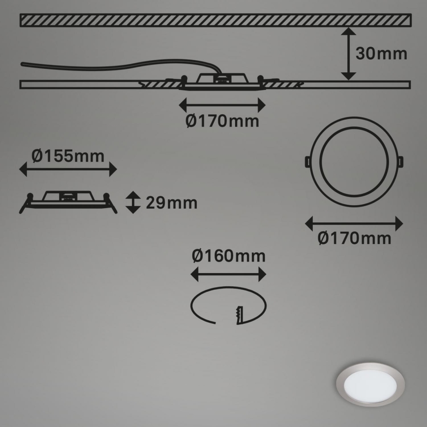 Briloner 7286-012 - Κρεμαστό φωτιστικό οροφής μπάνιου LED LED/12W/230V IP44