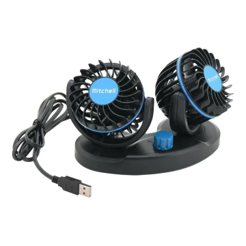 Car dashboard fan with USB 3W/5V μαύρο