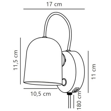 DFTP by Nordlux - Προβολέας τοίχου με θύρα USB  ANGLE 1xGU10/25W/230V λευκό