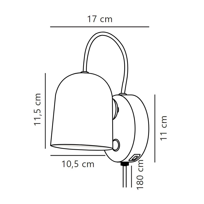 DFTP by Nordlux - Προβολέας τοίχου με θύρα USB  ANGLE 1xGU10/25W/230V λευκό