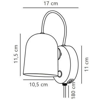 DFTP by Nordlux - Προβολέας τοίχου with USB port ANGLE 1xGU10/25W/230V μαύρο