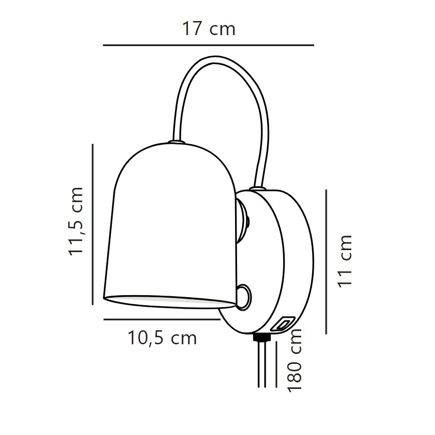 DFTP by Nordlux - Προβολέας τοίχου with USB port ANGLE 1xGU10/25W/230V μαύρο