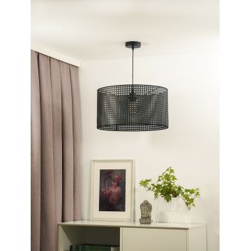 Duolla - Κρεμαστό φωτιστικό οροφής ROLLER RATTAN 1xE27/15W/230V μαύρο