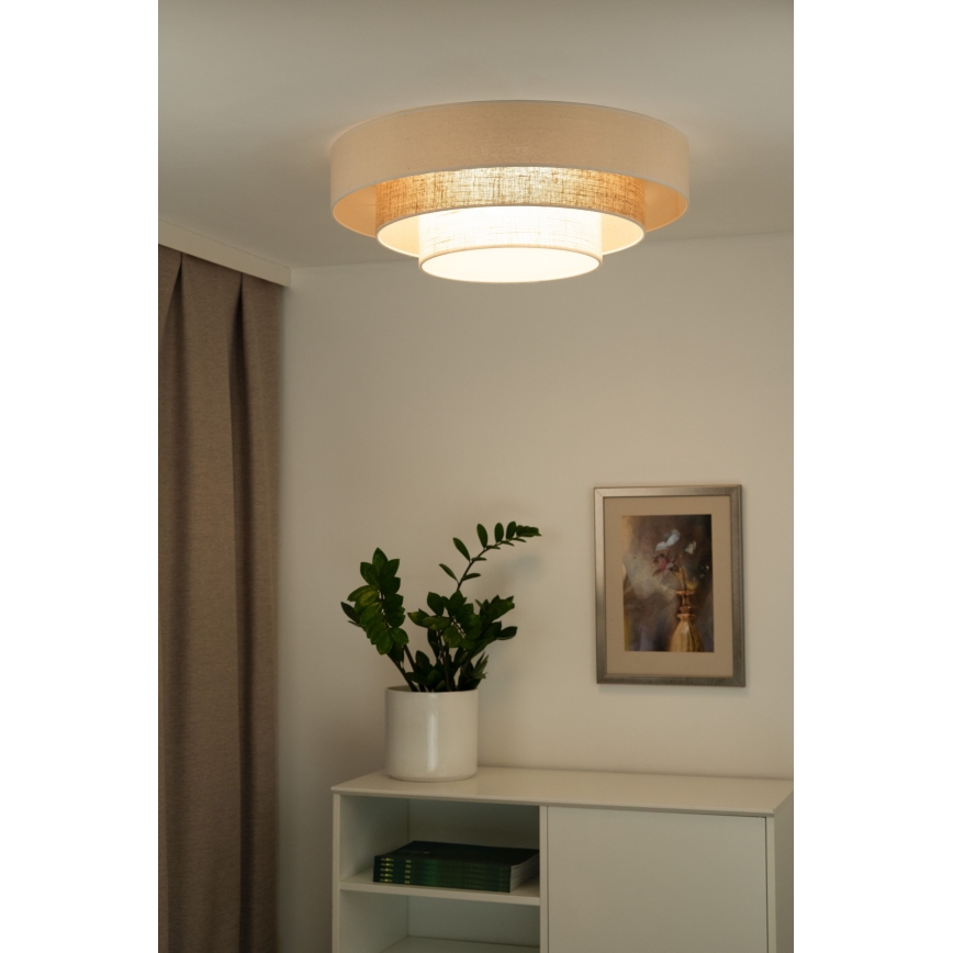 Duolla - Φωτιστικό οροφής LED LUNETA LED/26W/230V διάμετρος 60 cm 4000K rattan/μπεζ/καφέ