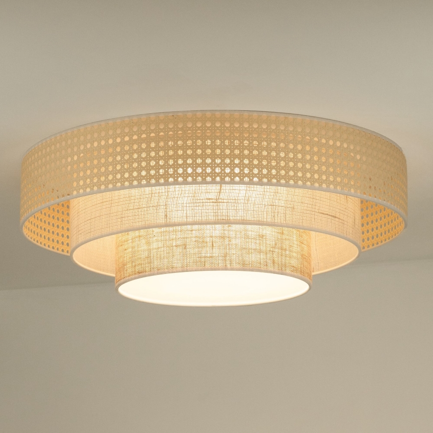 Duolla - Φωτιστικό οροφής LED LUNETA LED/26W/230V διάμετρος 60 cm 4000K rattan/μπεζ/καφέ