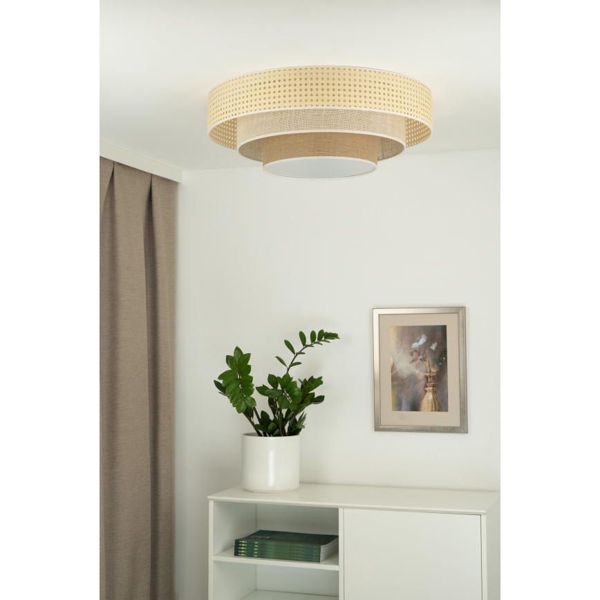 Duolla - Φωτιστικό οροφής LED LUNETA LED/26W/230V διάμετρος 60 cm 4000K rattan/μπεζ/καφέ