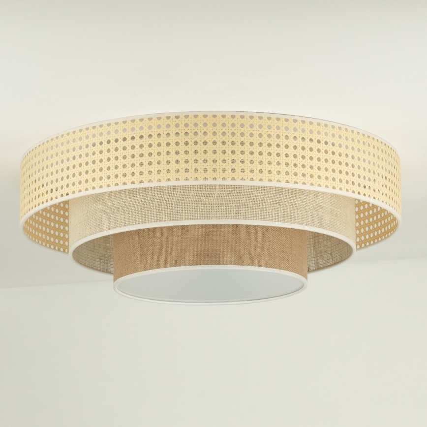 Duolla - Φωτιστικό οροφής LED LUNETA LED/26W/230V διάμετρος 60 cm 4000K rattan/μπεζ/καφέ