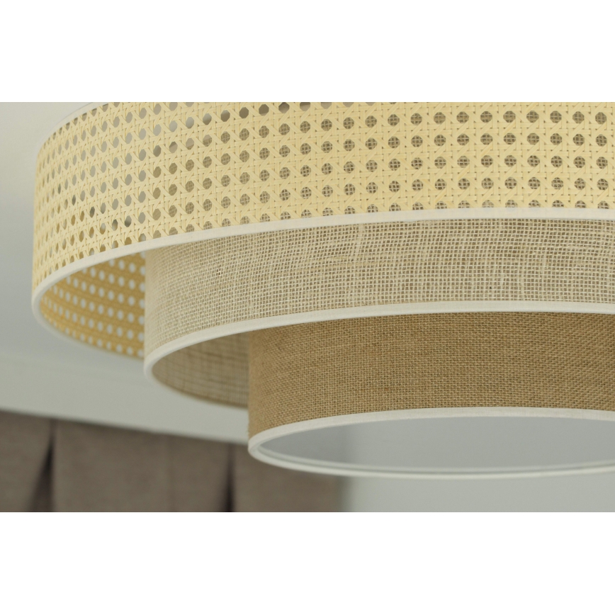 Duolla - Φωτιστικό οροφής LED LUNETA LED/26W/230V διάμετρος 60 cm 4000K rattan/μπεζ/καφέ