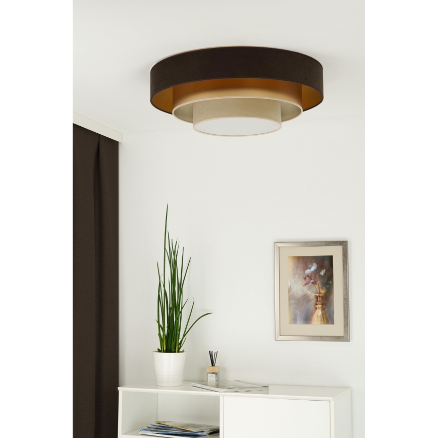 Duolla - Φωτιστικό οροφής LED LUNETA LED/26W/230V διάμετρος 60 cm 4000K καφέ/χρυσαφί/κρεμ