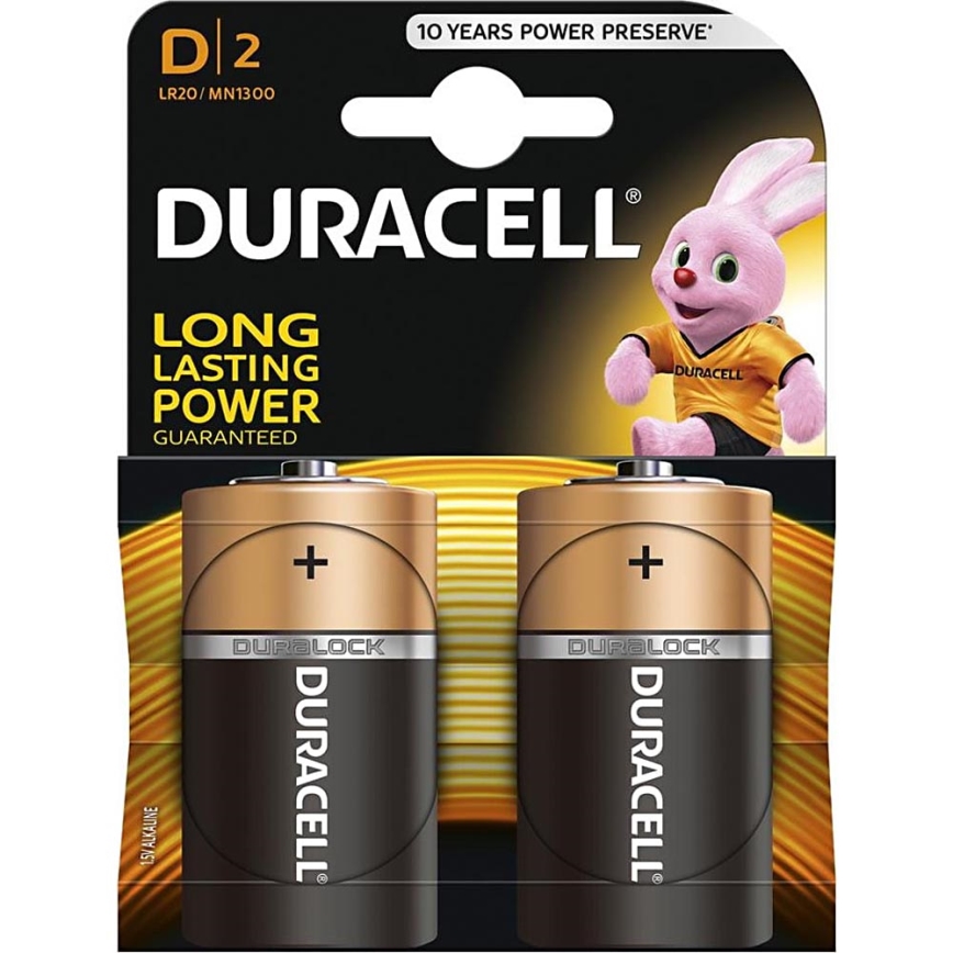 Duracell - 2 τμχ Αλκαλική μπαταρία Basic LR20/D 1,5V 12500 mAh