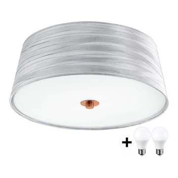 Eglo 32111- Φωτιστικό οροφής LED FONSEA 1 2xE27/9W/230V ασημί/χαλκός
