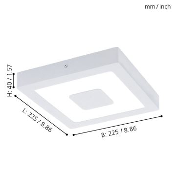 Eglo 33135 - Φωτιστικό οροφής μπάνιου LED IPHIAS LED/16,5W/230V 4000K IP44