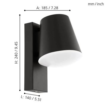 Eglo 33559 - LED Dimmable φωτιστικό τοίχου εξωτερικού χώρου CALDIERO-C 1xE27/9W/230V IP44